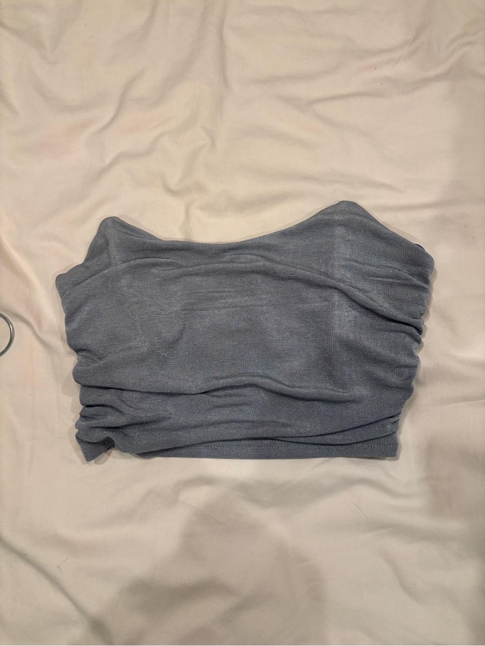 MABLE Light Blue Strapless Ruched Tube Top